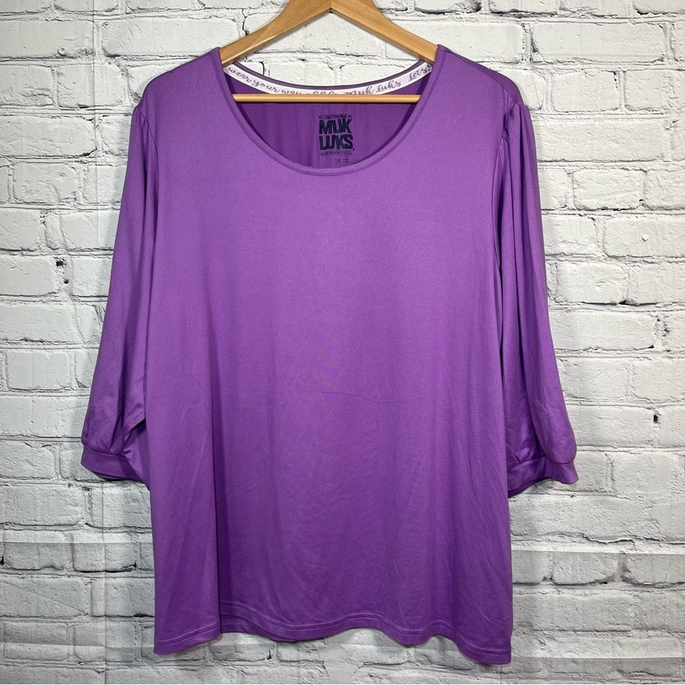 Mukluks Pajama Top Womens Size 1X Purple 3/4 Sleeve Scoop Neck Sleep Lounge
